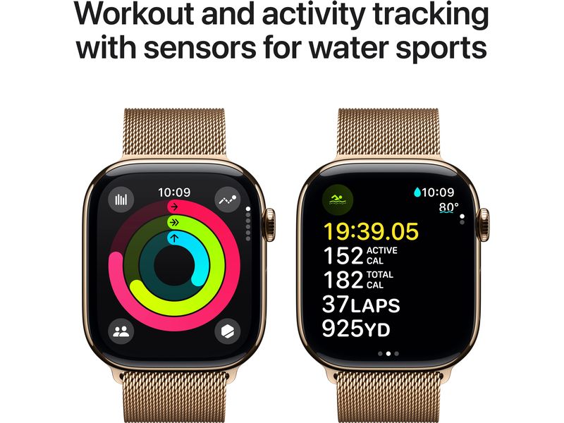 Apple Watch Series 10 46 mm LTE Titanium Gold Loop Milanese Eine glatte Zehn