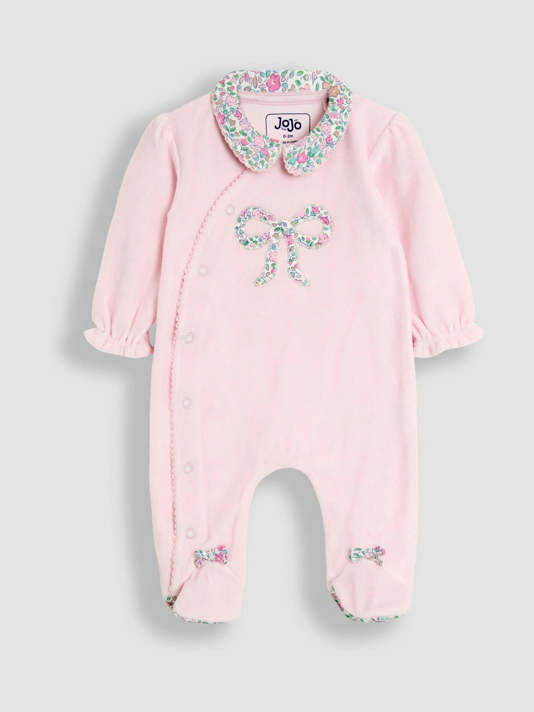 JoJo Maman Bébé Ditsy Floral Velour All-In-One