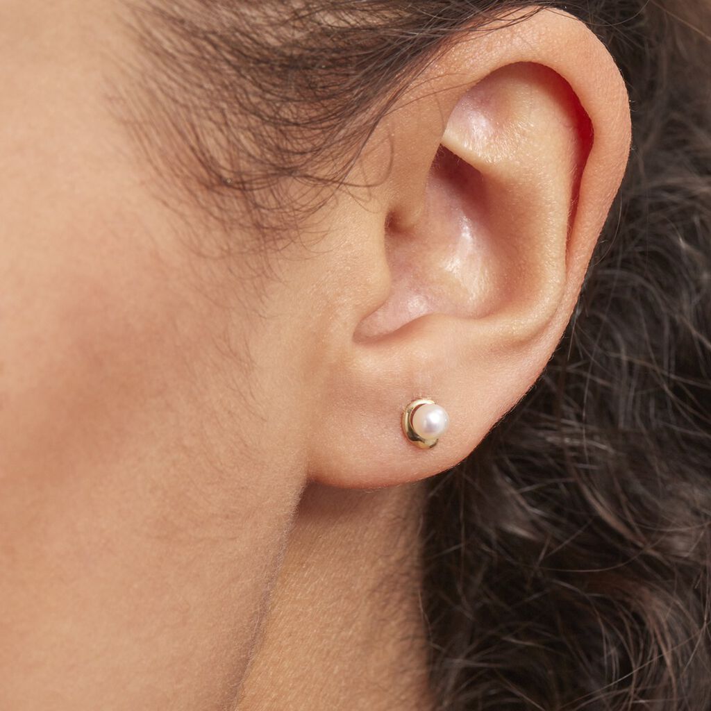 Boucles D'oreilles Puces Odelle Or Jaune Perle De Culture