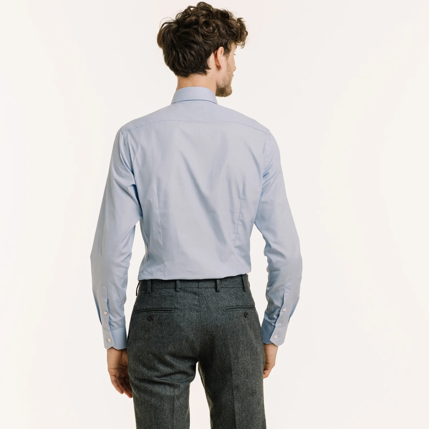 Blue double-twisted fil-à-fil fitted shirt