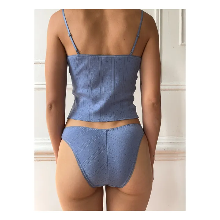 Cou Cou Intimates Culotte Haute Pointelle Coton Bio | Bleu gris