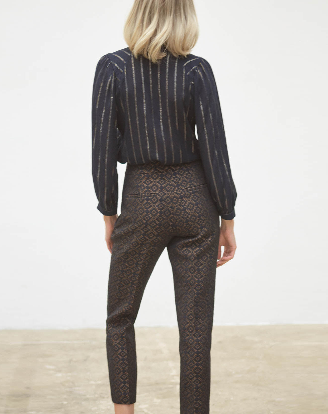 Caroll Pantalon Jim imprimé marine/bronze