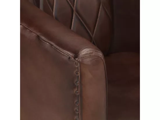 Fauteuil cabriolet marron clair cuir véritable