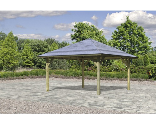 Enkele carport Karibu Kerben 1 431x431 cm drukgeïmpregneerd
