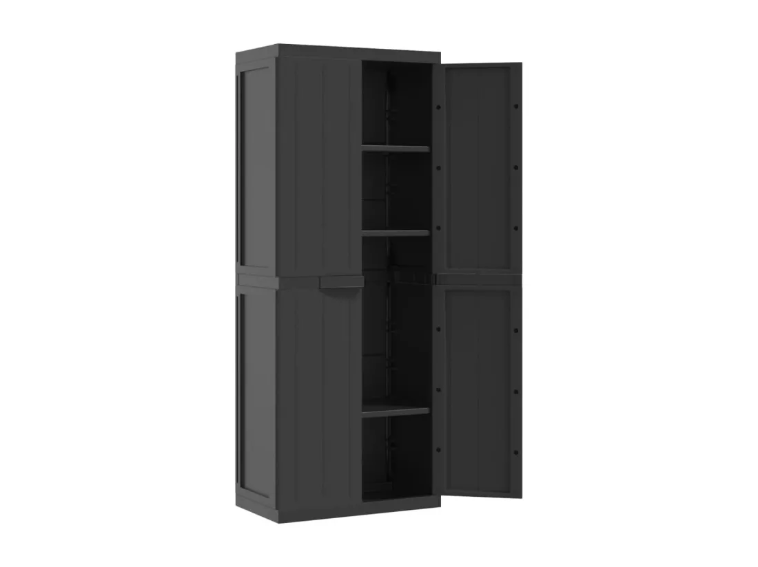 Armoire de rangement d'extérieur noir 65x37x165 cm PP