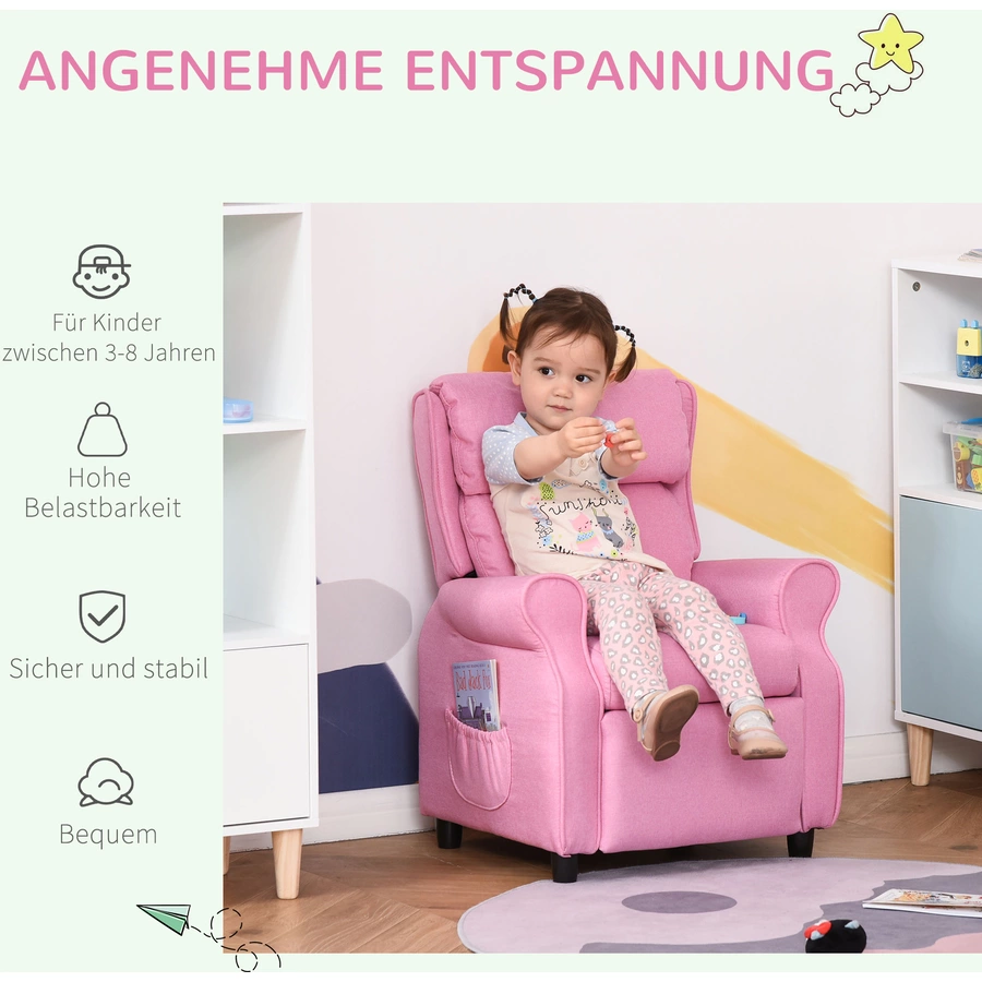 HOMCOM Kindersessel mit Liegefunktion rosa