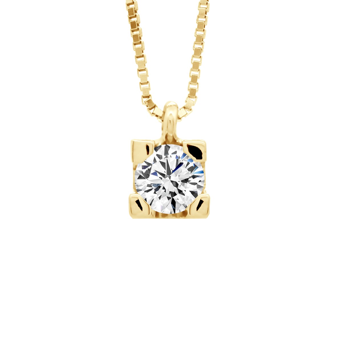 Collier Solitaire Diamant 0,15 Cts Or Jaune