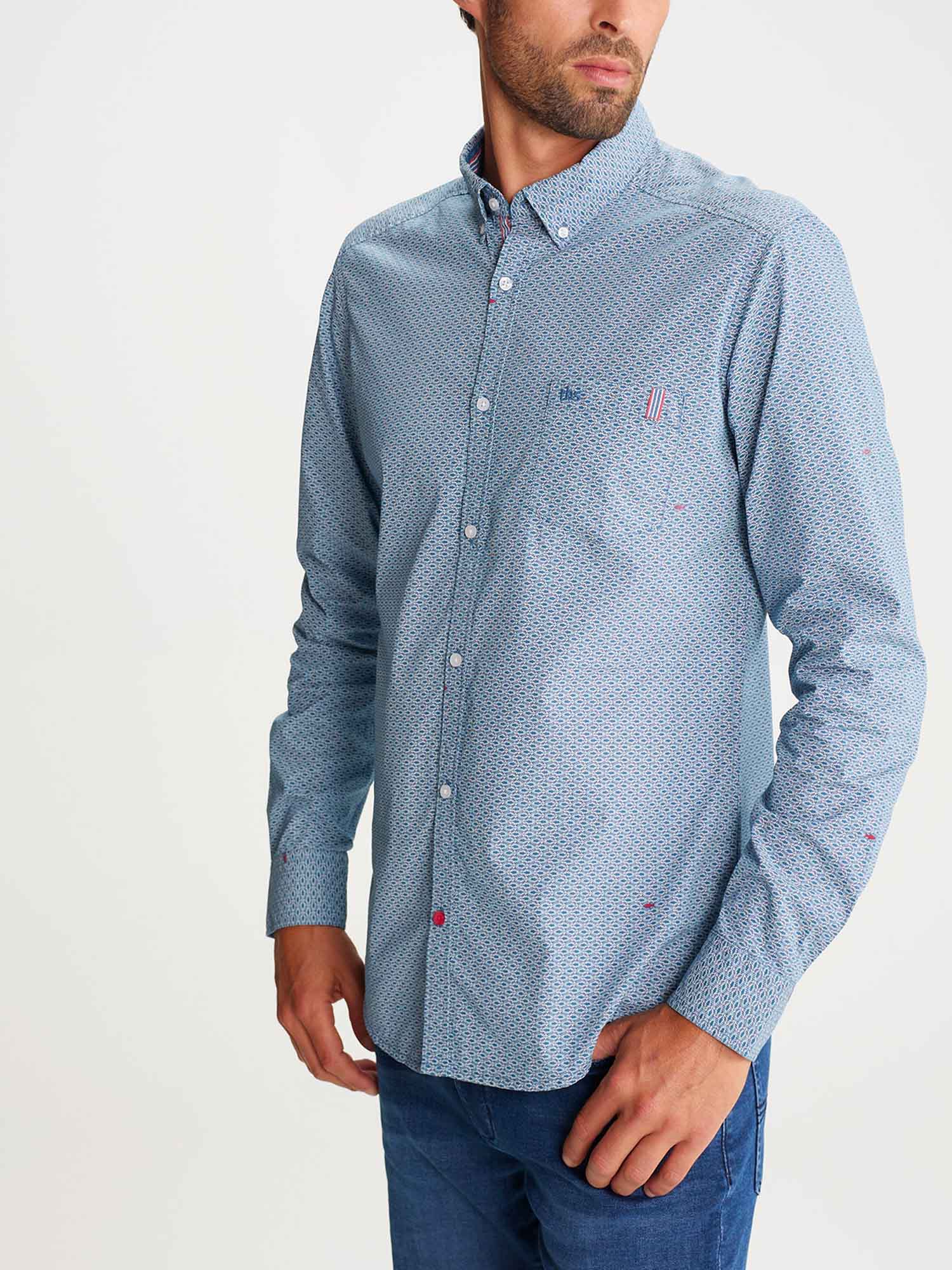 Chemise Homme Manches Longues Bleu