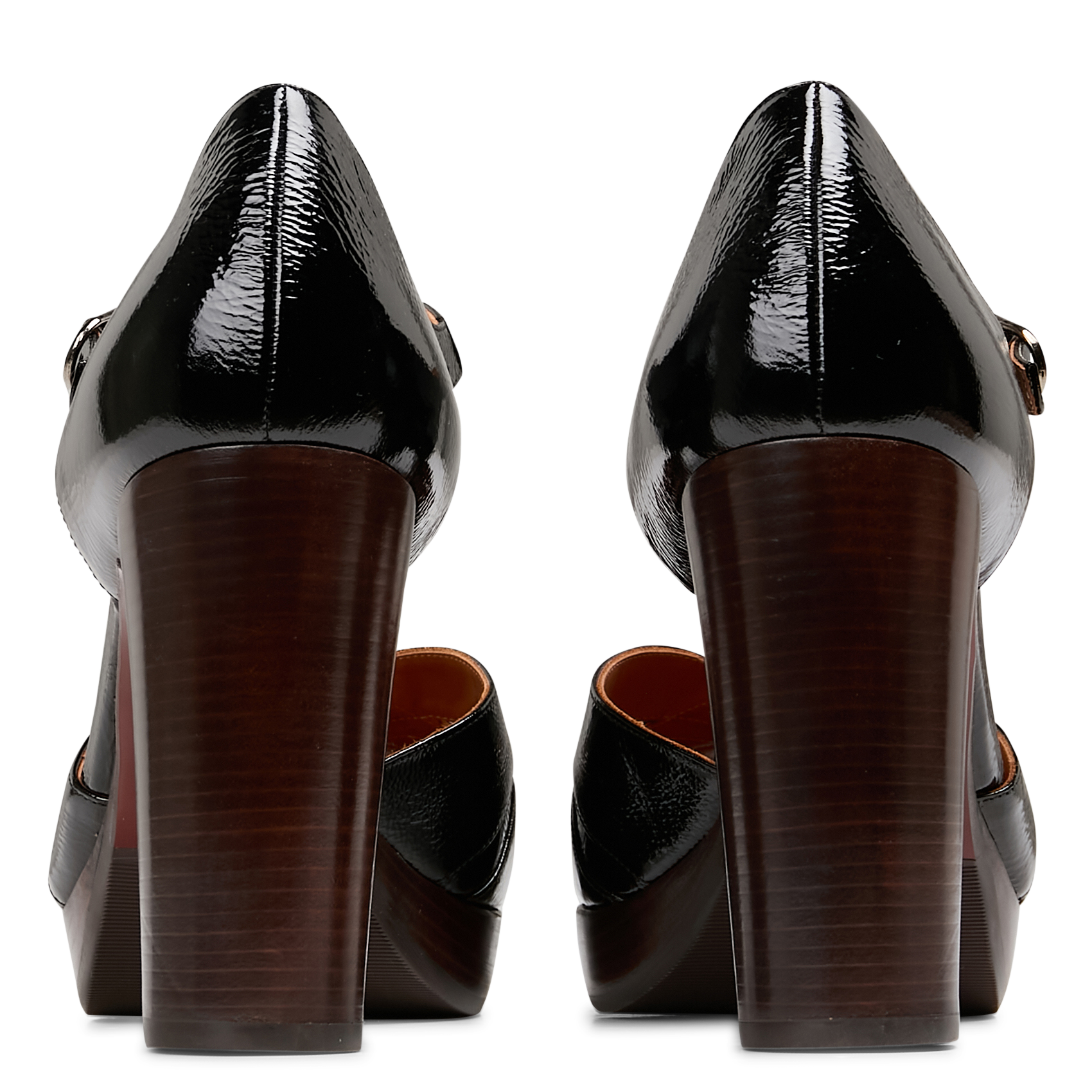 YEMIN - Sandales à talon en cuir vernis | Noir