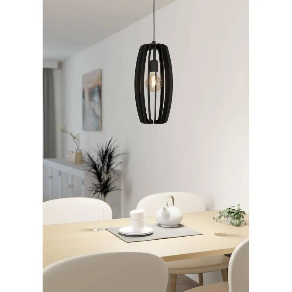 EGLO Bajazzara Hanglamp - E27 - Hout - Zwart