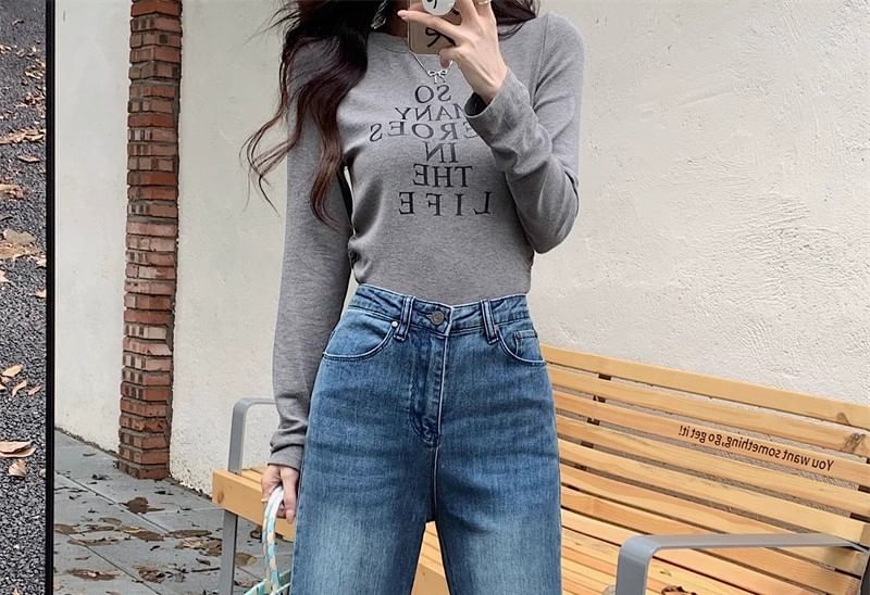 Puffie - High Waist Washed Flared Jeans