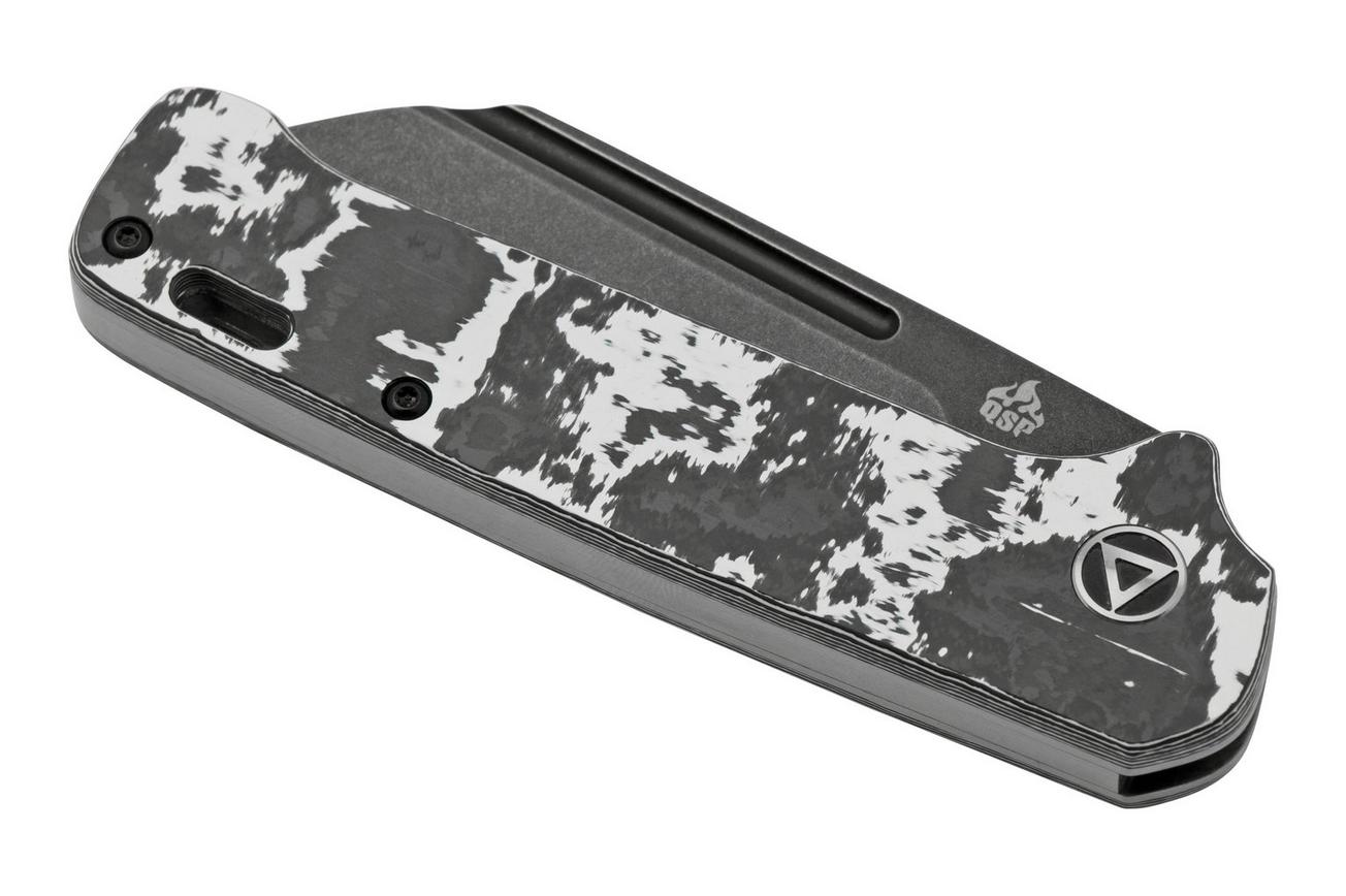 QSP Knife Penguin QS130SJ-G2 CPM 20CV Black Stonewashed, Fat Carbon White Storm, slipjoint zakmes