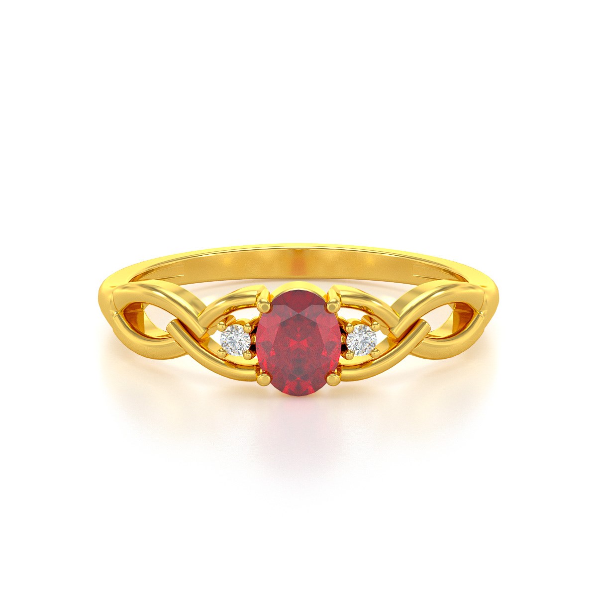 Bague ADEN Or 585 Jaune Rubis et diamants 2.2grs