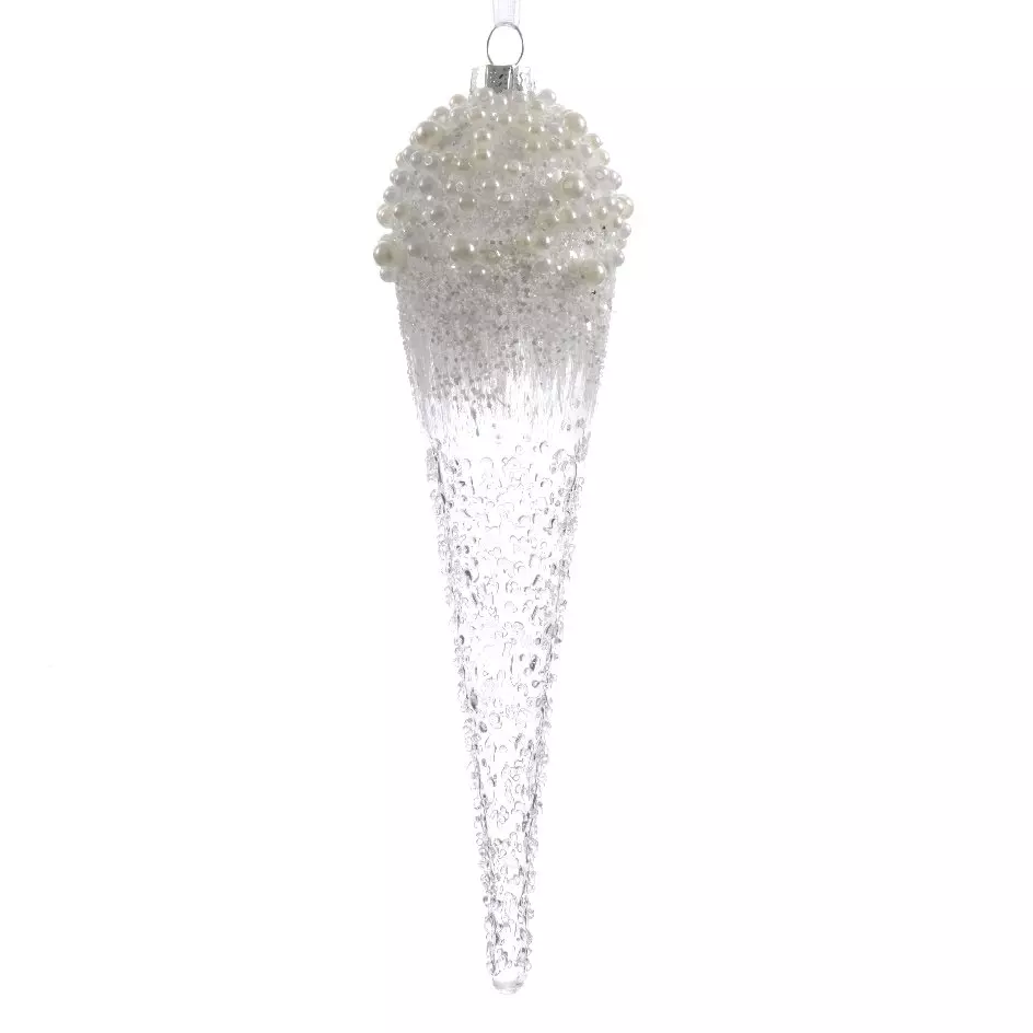 Lot de 2 stalactites à suspendre (H24 cm) Cornet de glace Transparent