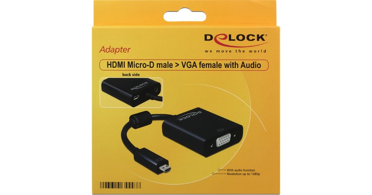 DeLOCKMicro-HDMI naar VGA adapter  (Zwart, 0,17 meter)