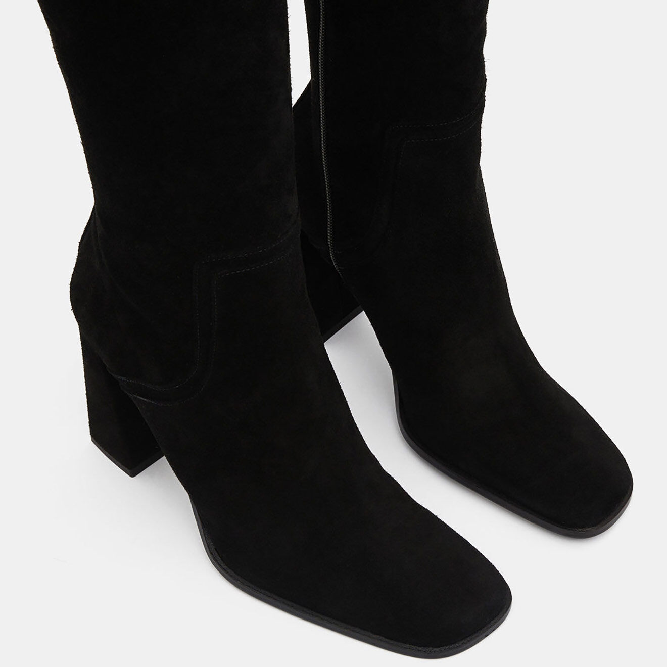 By Far Bottes en Velours de Cuir Tia noires - Talon 10 cm