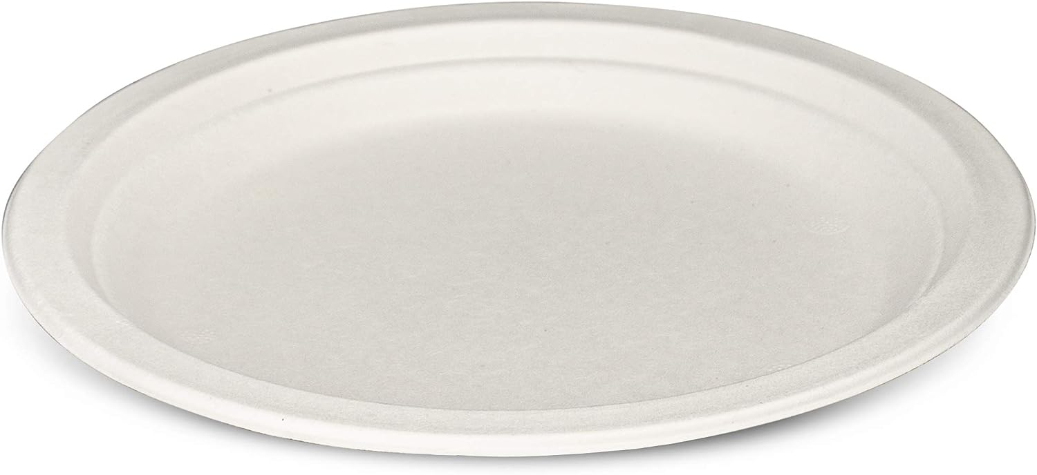 (50er Set) Ø17cm Einweg Papier Teller Party Geschirr Tisch Deko Uni Design - Weiss