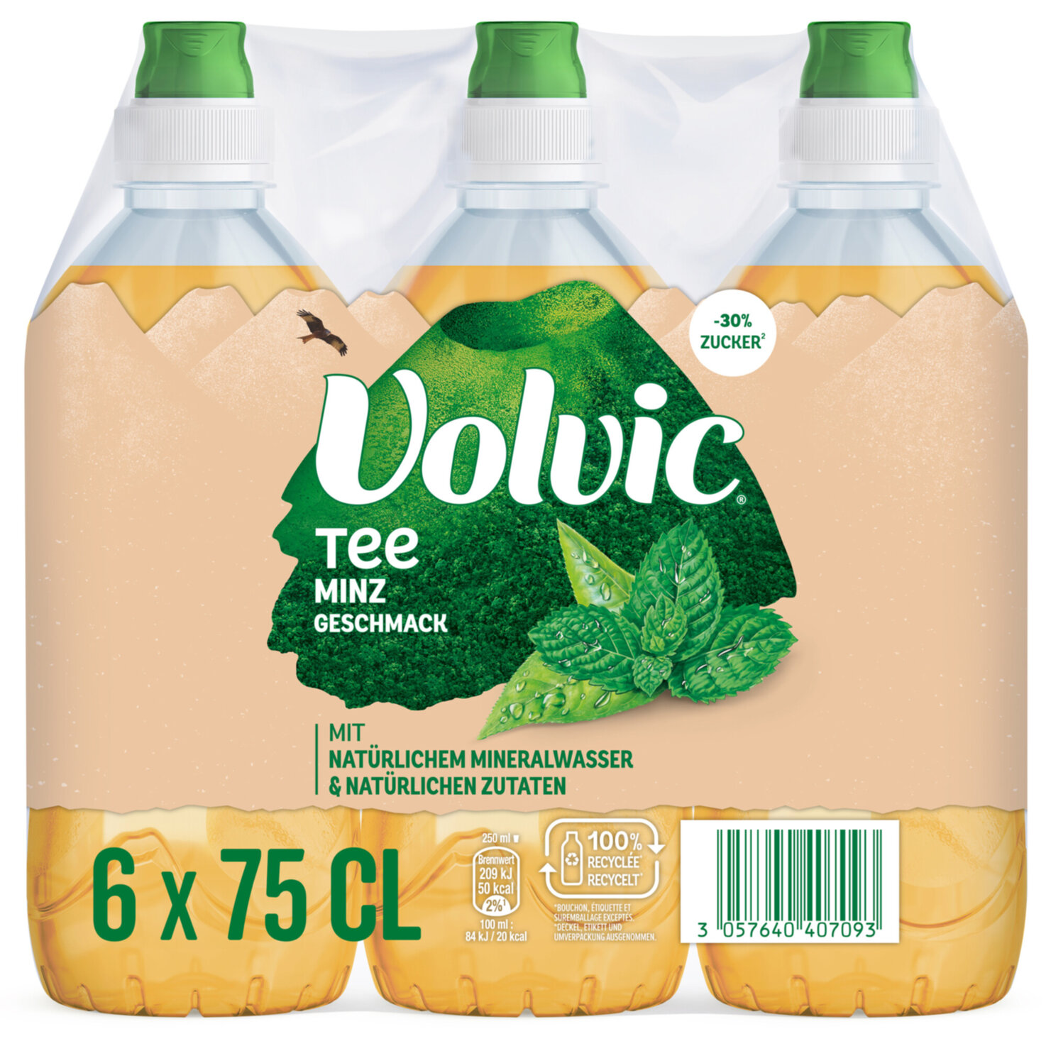 Volvic Grüntee mit Minzgeschmack 6x75cl -450cl