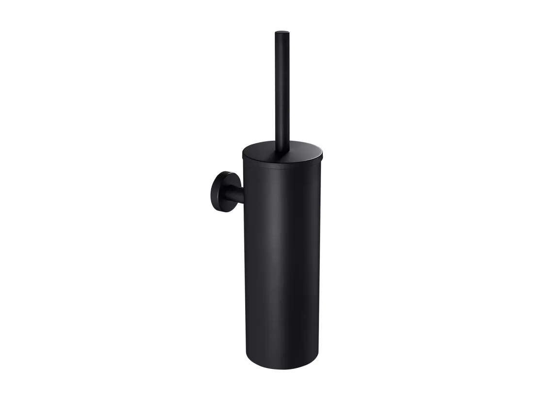 AuraLum Max Porte-balai WC NOIR Vertical Acier inoxydable 304 Traitement de surface brossé Manche extra long, Brosse de Toilette,EU Modèle