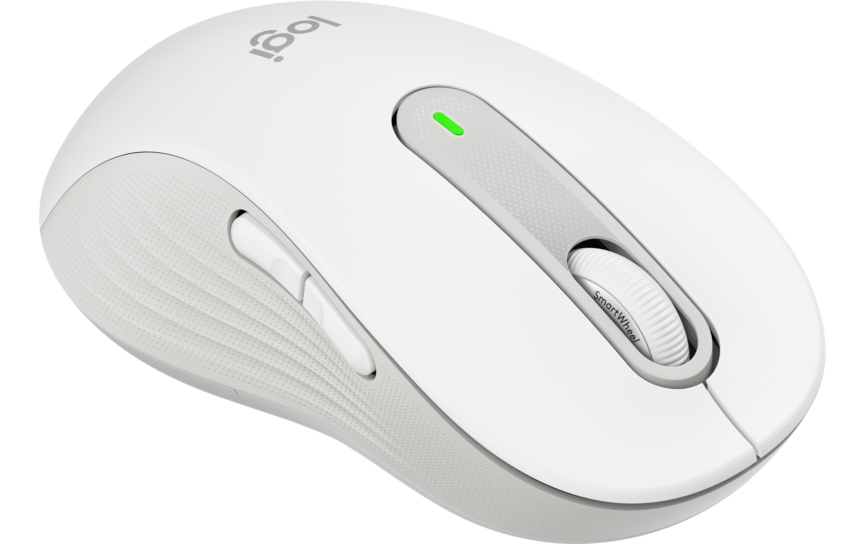 Maus Signature M650 L left WeissPräzise Wireless-Maus mit «Logitech SilentTouch»-Technologie