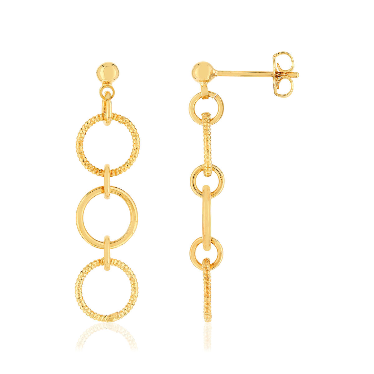 Boucles d'oreilles plaqué or 3 anneaux
