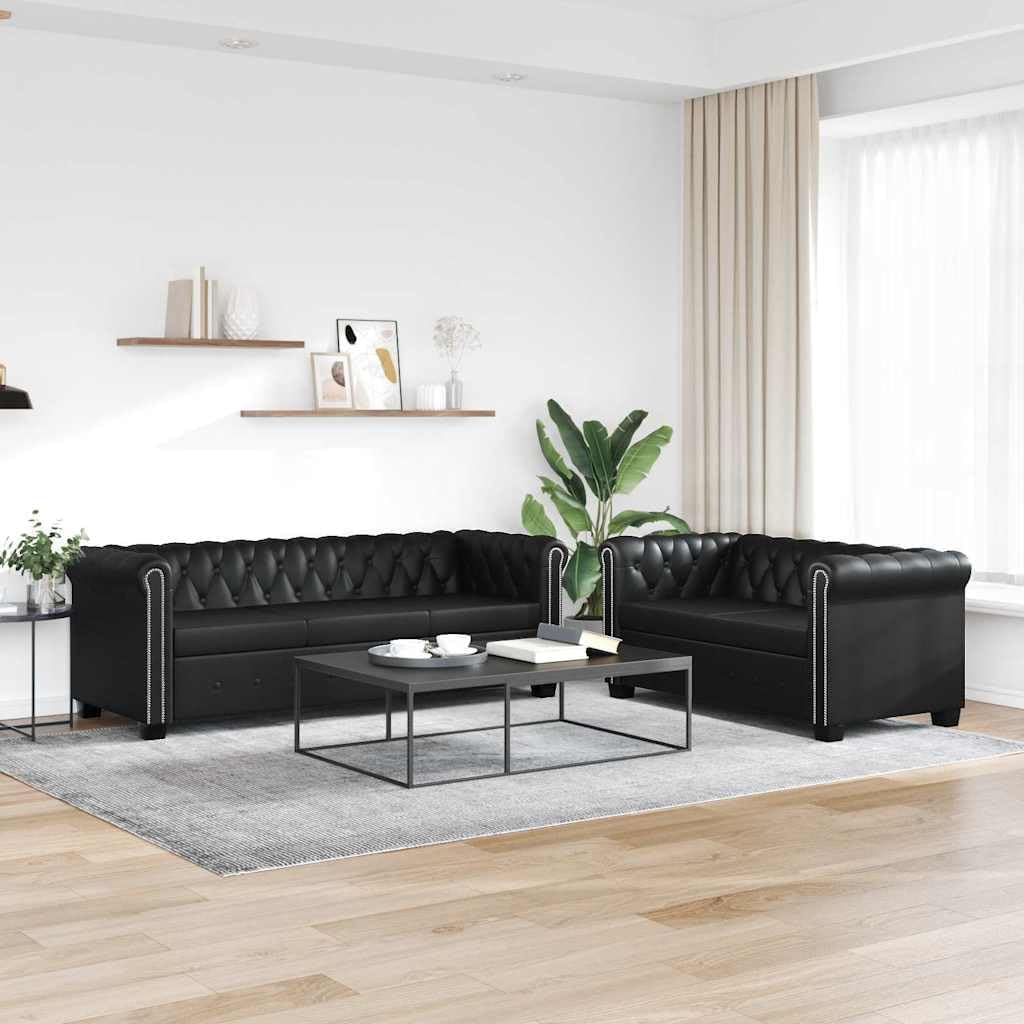 vidaXL Chesterfield Sofa Couch 2-& 3-Sitzer Kunstleder Wohnmöbel Polstergarnitur