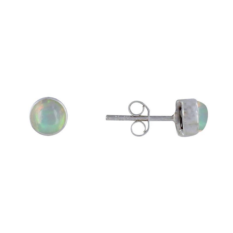 Boucles d'Oreilles Clous Argent Demi Perle d'Opale