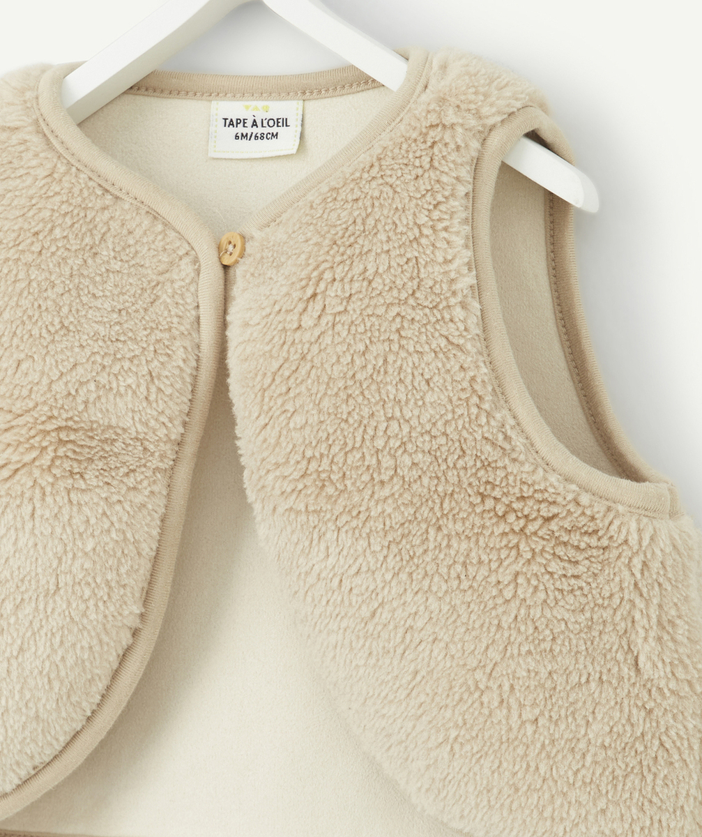 GILET SANS MANCHES BÉBÉ EN SHERPA BEIGE