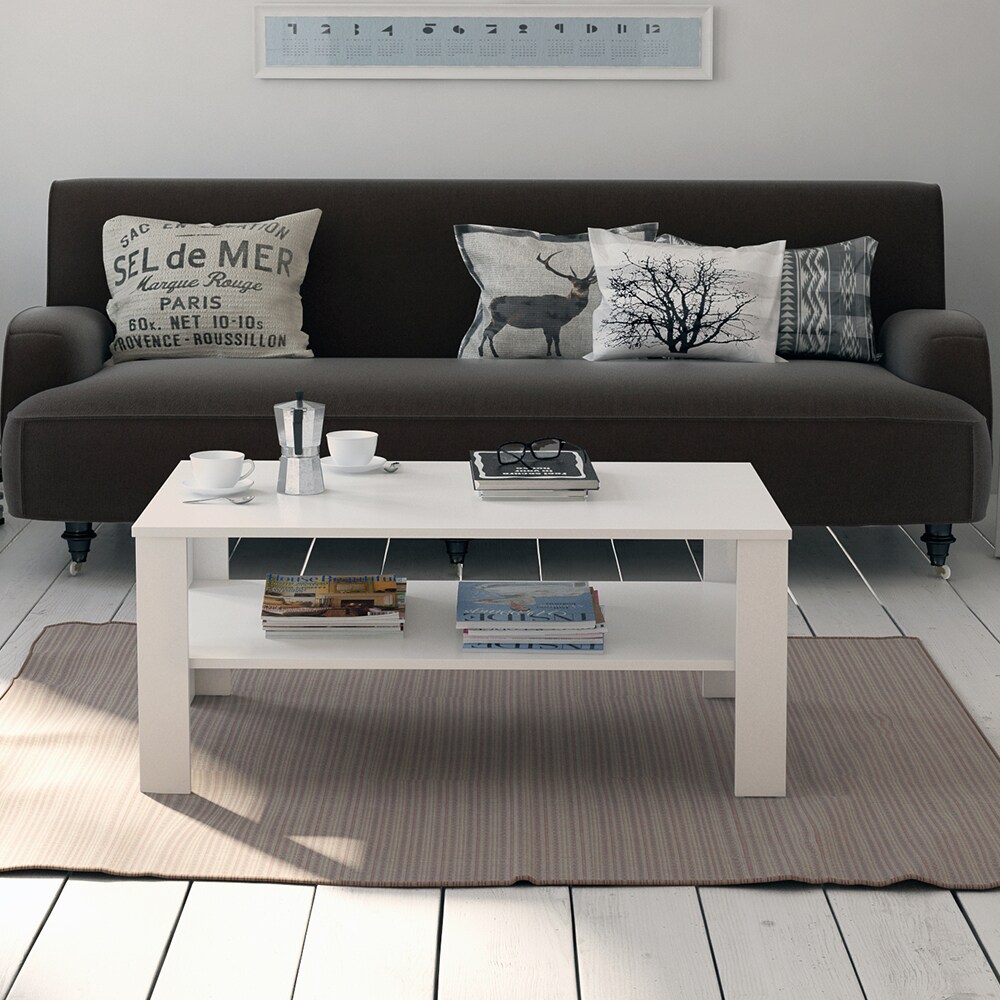 VICCO Couchtisch Weiß 100 x 60 cm - Wohnzimmertisch Beistelltisch Holztisch