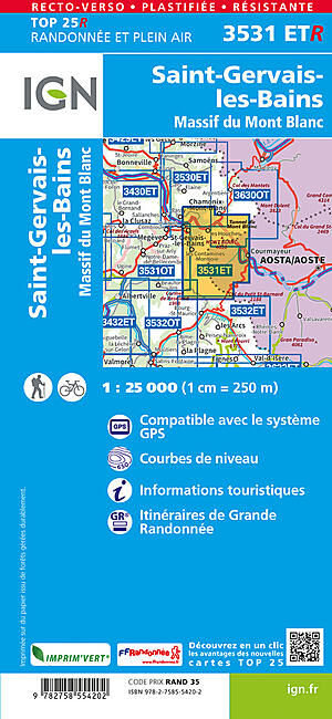 IGN - TOP25R 3531ETR SAINT GERVAIS LES BAINS 1 25 000