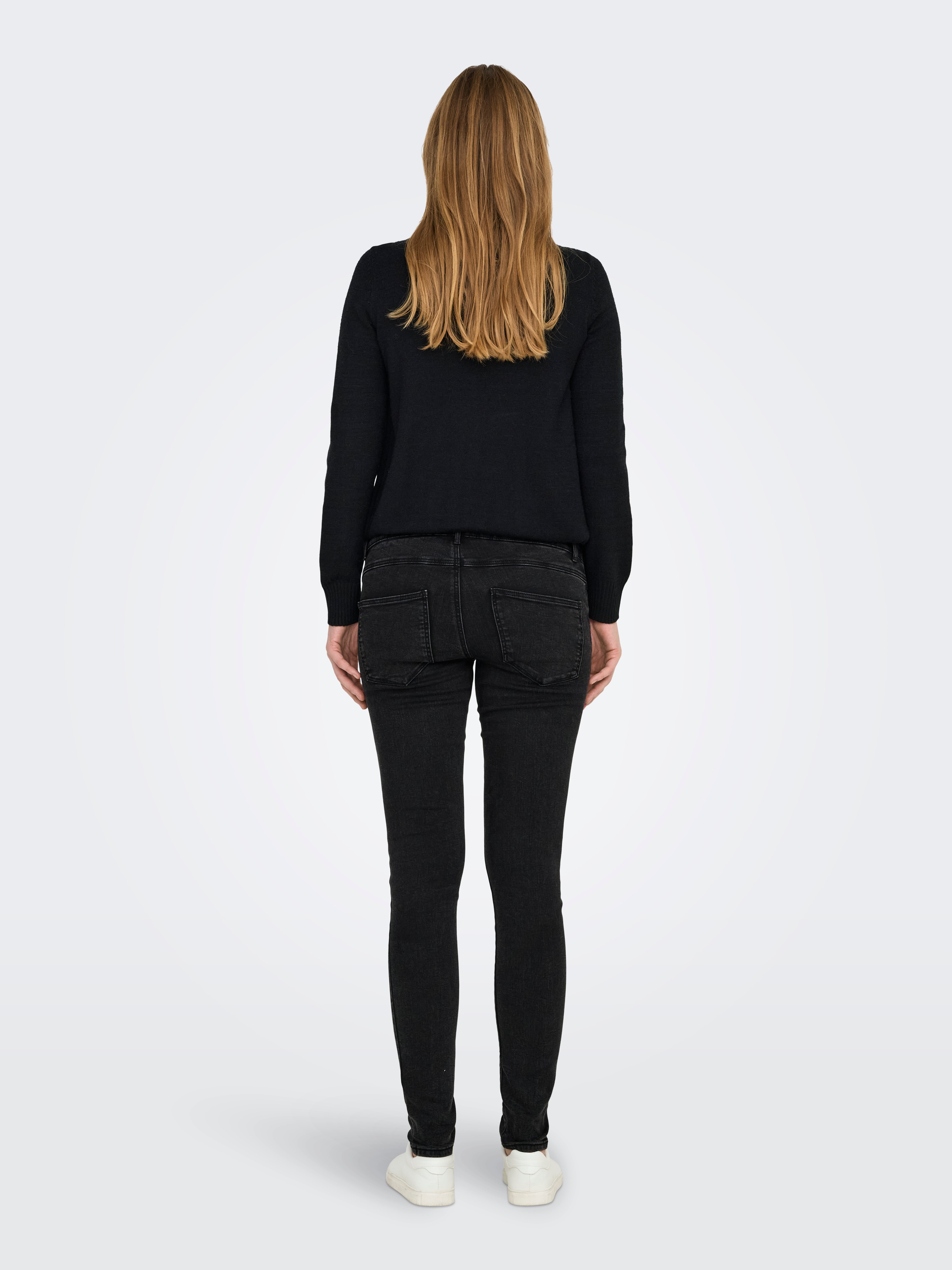 OLMROSE Hohe Taille Skinny Fit Jeans Washed Black
