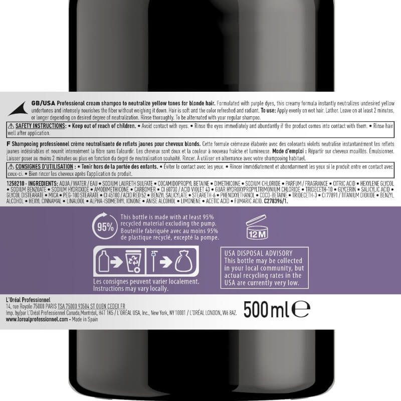 Shampooing violet Chroma Crème L'Oréal Professionnel 500ML