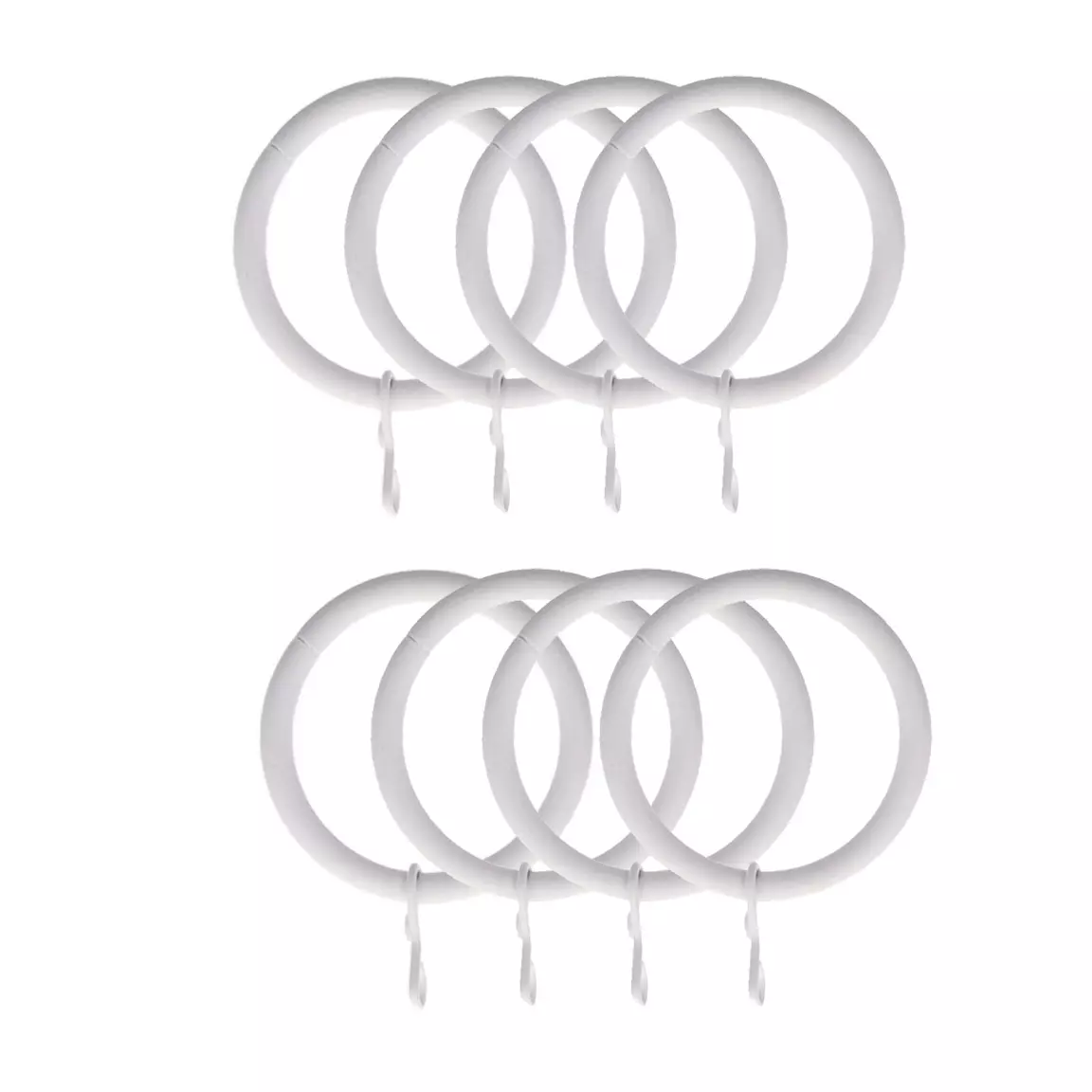 Lot de 8 anneaux tringle rideau (D28 mm) Lino Blanc mat
