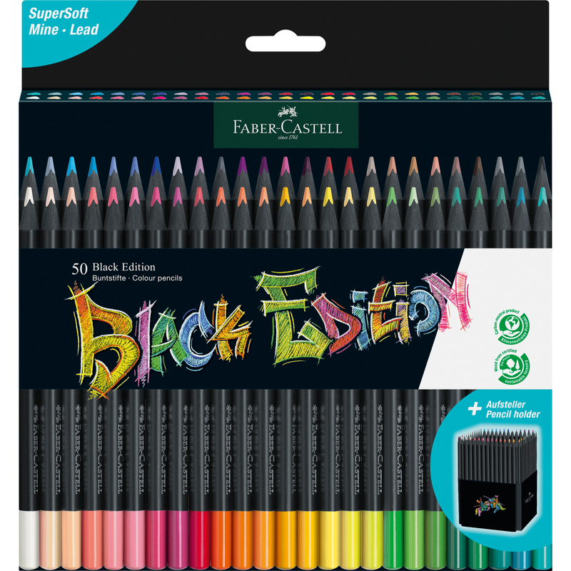 Faber-Castell Farbstifte Black Edition, 50 Stück, assortiert