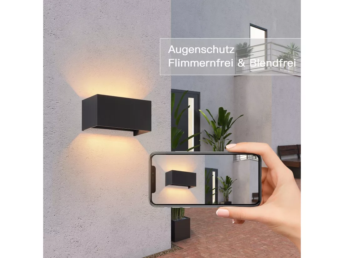 NETTLIFE 4 Lampes Murales Extérieures LED Noires, Éclairage Ascendant/Descendant, IP65, Lumière Blanche Chaude G9