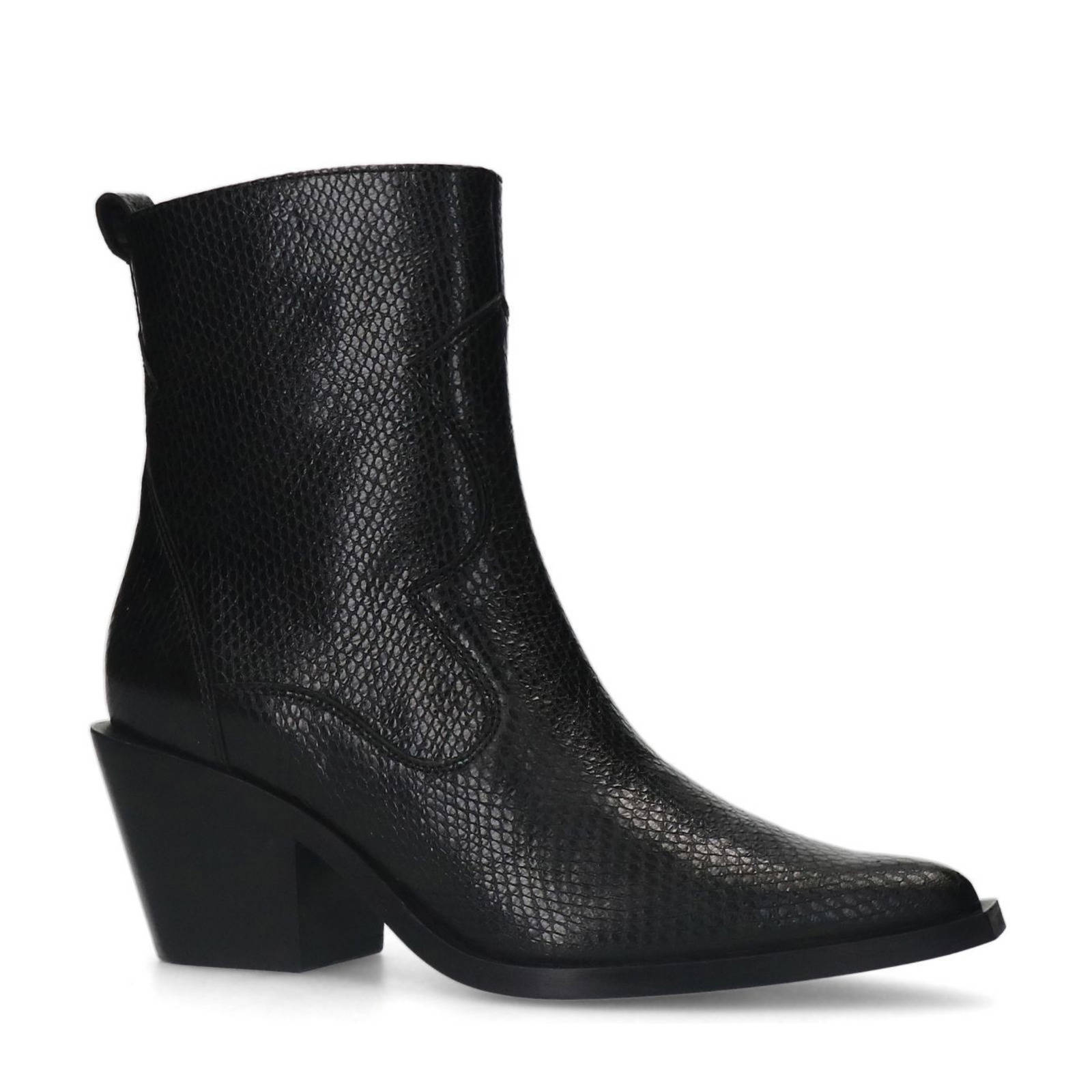 Sacha leren cowboylaarzen met crocoprint zwart