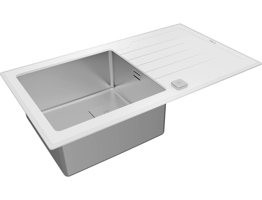 TEKA - Evier à encastrer Diamond RS15, Verre trempé, Cuve inox, 115100012