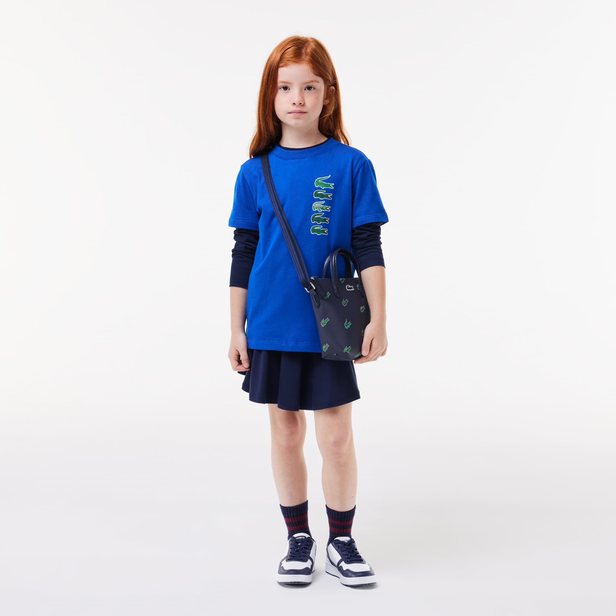 T-shirt avec imprimé signature en coton T-Shirts & Chemises - Bleu - Lacoste - Enfant
