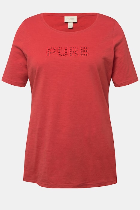 T-Shirt, PURE-Stickerei, Rundhals, Halbarm, Biobaumwolle