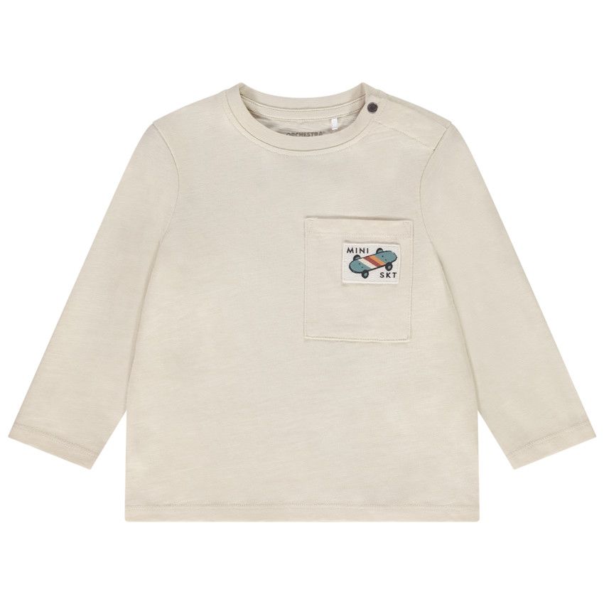 T-shirt manches longues prints skates pour bébé garçon - Ecru