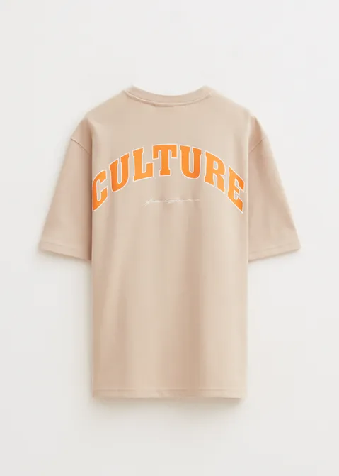 T-shirt met print culture zand (ZND.L)