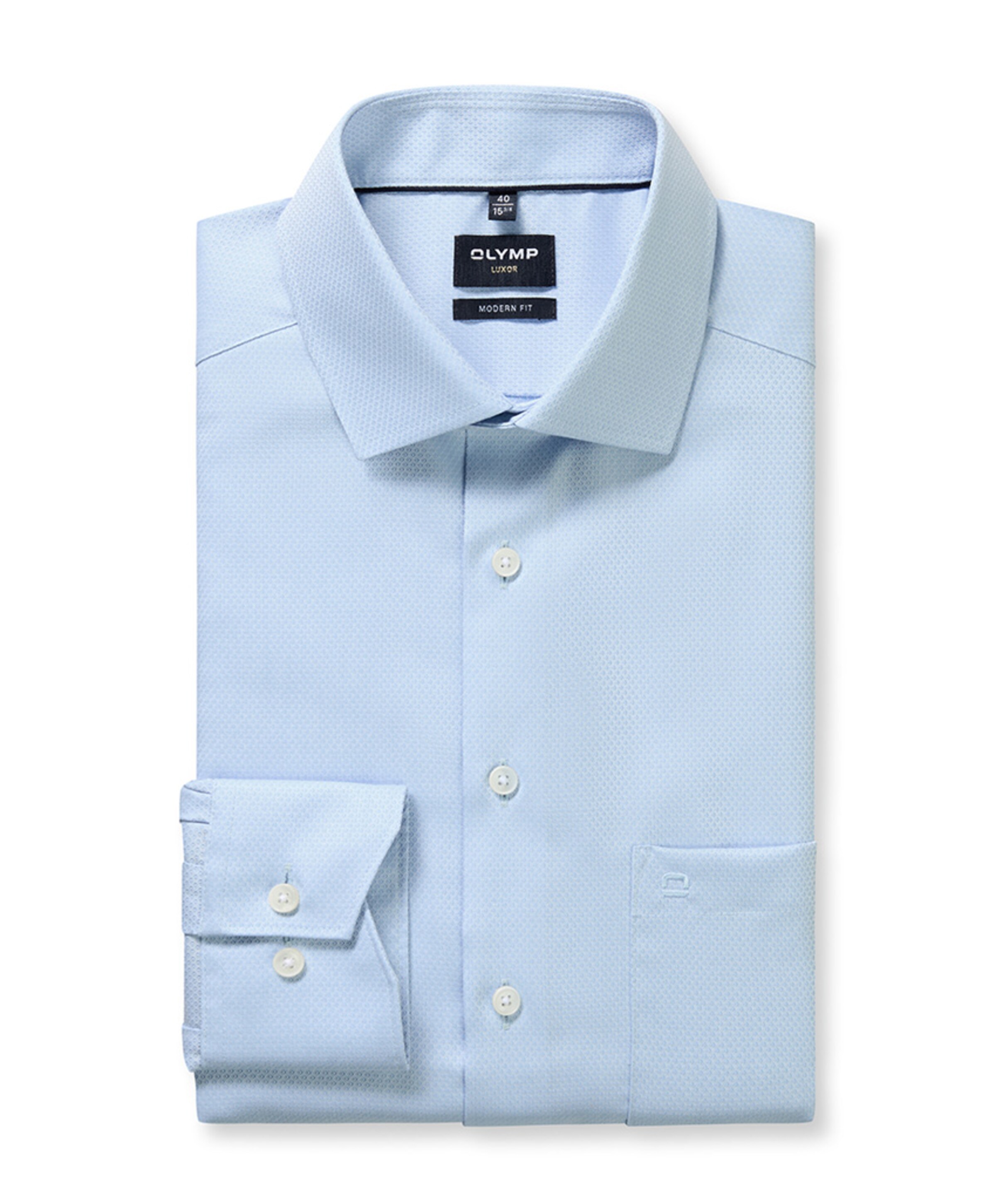Olymp Modern fit Luxor Heren overhemd lange mouw blauw