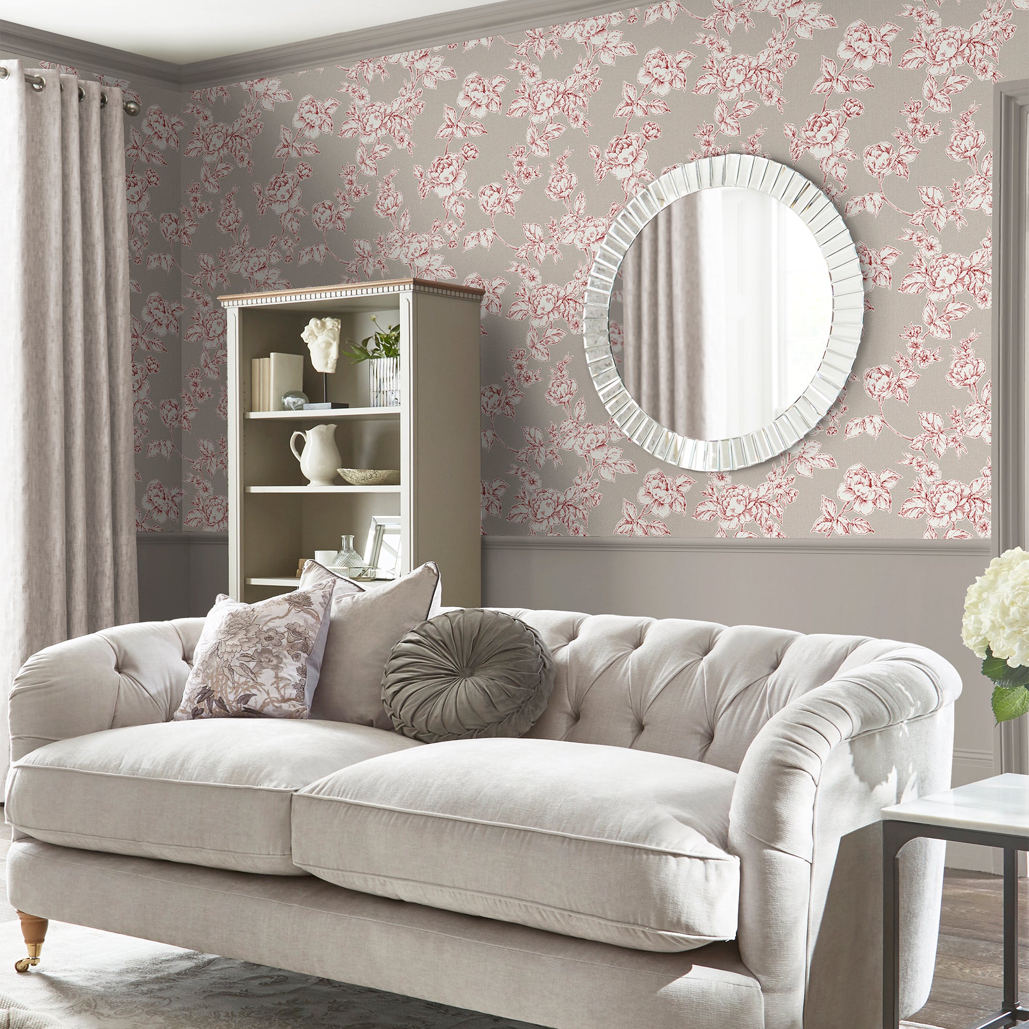 Laura Ashley Pollington Roses Behang - Bloemen - 10mx52cm - Grijs