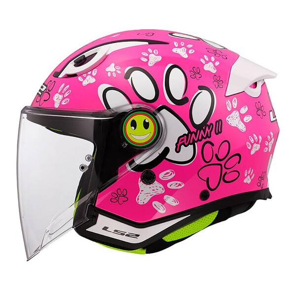 LS2 - Casque enfant OF622 Funny II Paws Rose / Blanc / Brillant