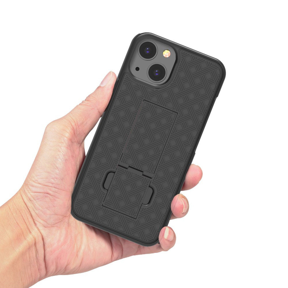 iPhone 13 Outdoor Schutz Hülle mit Kickstand   Holster - Schwarz