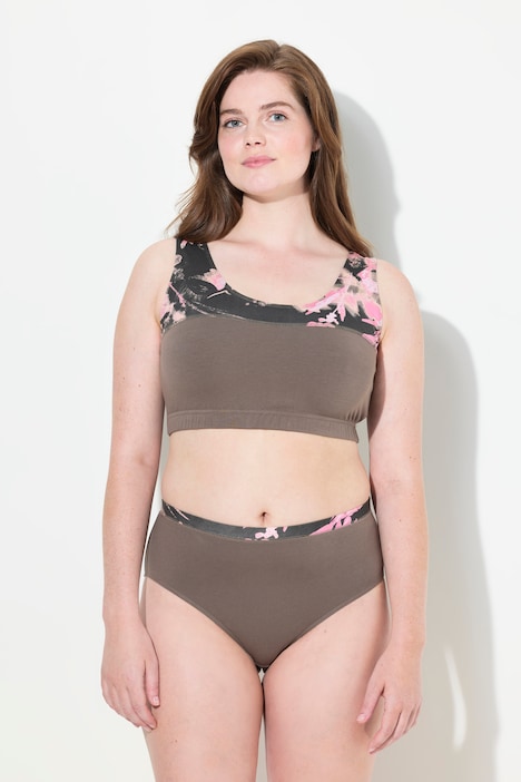 Bustier, Blätter, Rundhals, Biobaumwolle