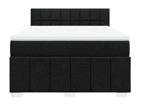 Sommier à lattes de lit avec matelas Noir 140x190 cm Tissu