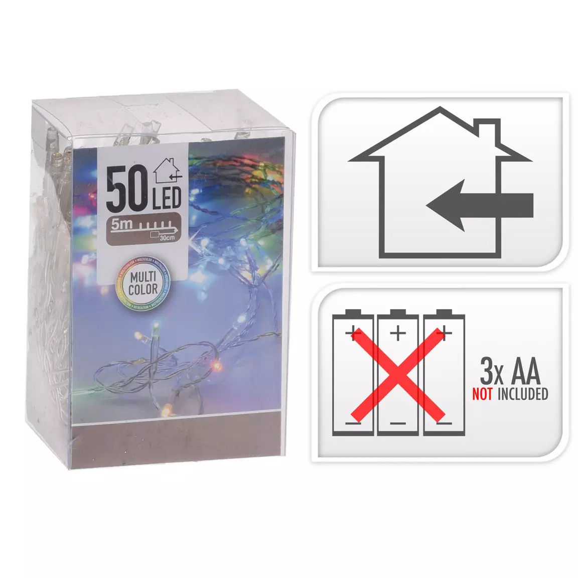 Guirlande lumineuse à piles 5 m 50 LED Fixe Multicolore