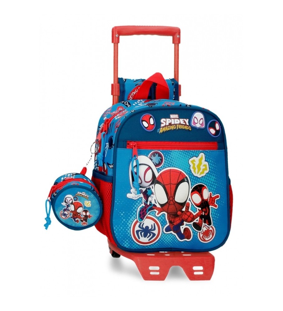 Joumma Bags Mochila Guardera Spidey Go webs go con carro azul