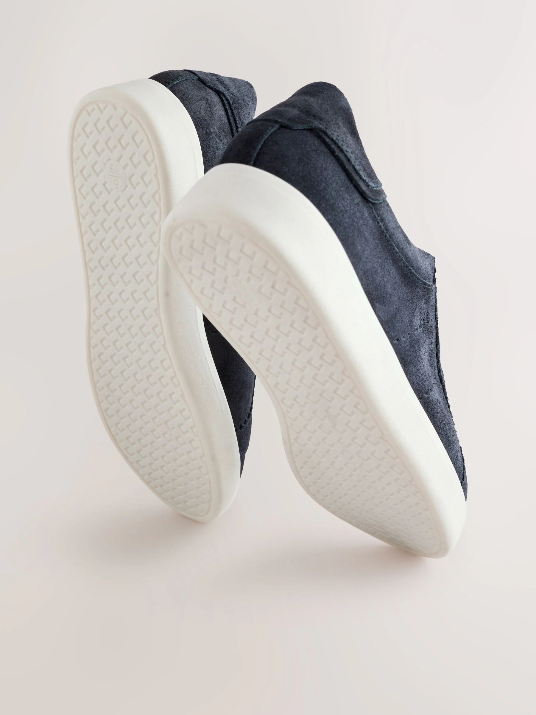 Marineblauw - Signature Premium Leather Laceless Slip-On Trainers